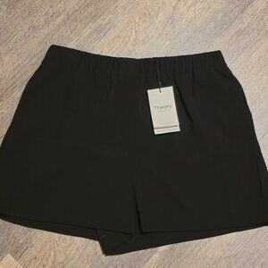 NWT Theory Black Admiral Stripe Boxer Shorts L $195 Triacetate